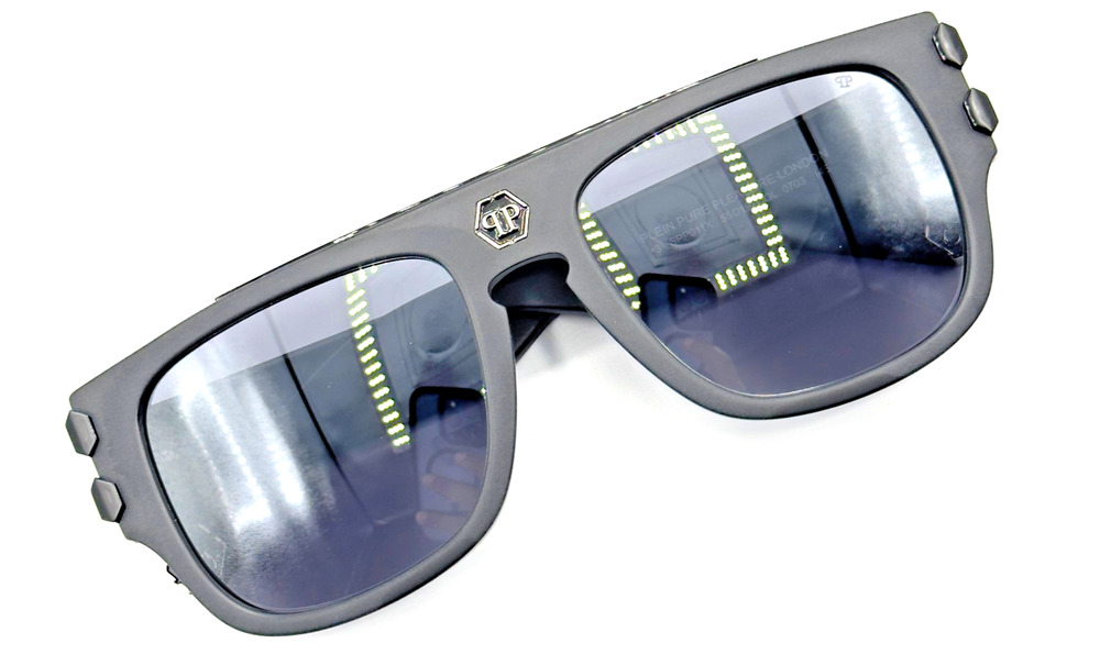 Philipp Plein Sunglasses SPP011X 0703 Black Aviator Frame Grey Lens 55-19-145
